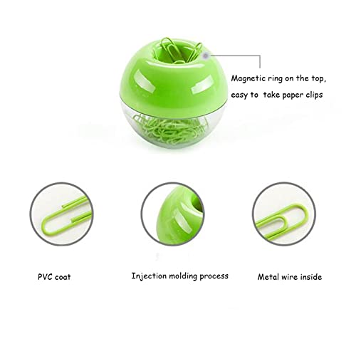 Supfoxer Lime Green Magnetic Paper Clip Holder，100pcs Paper Clips 28mm(1.1") Cute Office Supplies for Desk Organizer - Image 2