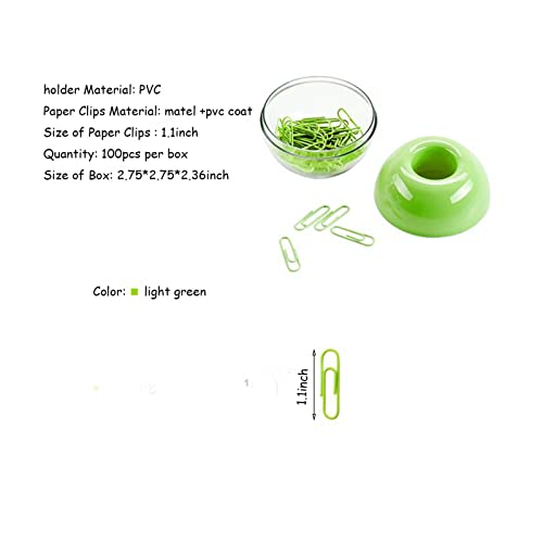 Supfoxer Lime Green Magnetic Paper Clip Holder，100pcs Paper Clips 28mm(1.1") Cute Office Supplies for Desk Organizer - Image 3