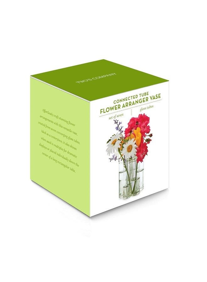 Two's Company Connected Tube Flower Vase, 4-Inch, Glass, Clear, Set of 7 - Image 4