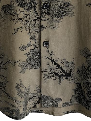 JOTOOK Mens Hawaiian Shirt Short Sleeve Button Down Tropical Shirts Casual Floral Summer Beach Shirt Vintage Shirt Small Khaki Flower - Image 5