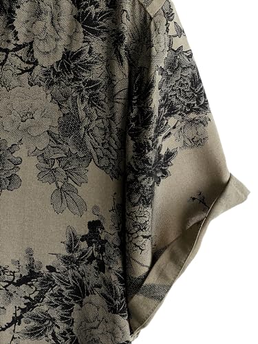 JOTOOK Mens Hawaiian Shirt Short Sleeve Button Down Tropical Shirts Casual Floral Summer Beach Shirt Vintage Shirt Small Khaki Flower - Image 4