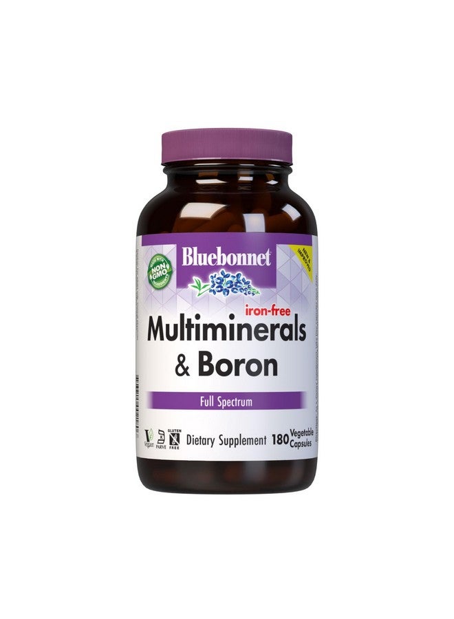 Bluebonnet Multi Minerals Supplement Plus Boron Chelated Magnesium Potassium Copper Selenium Manganese Chromium & Zinc Complex for Women & Men - No Iron, Non-GMO, Gluten-Free - 180 Vegetable Capsules - Image 1