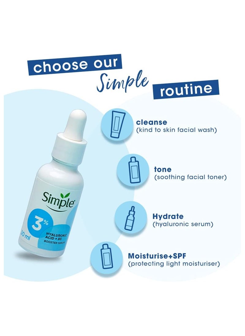 simple - Booster Serum 3% Hyaluronic Acid + Vit B5,For Deep Hydration and Instantly Visible Results,For All Skin Types,30ml - Image 1