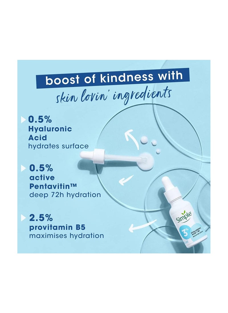 simple - Booster Serum 3% Hyaluronic Acid + Vit B5,For Deep Hydration and Instantly Visible Results,For All Skin Types,30ml - Image 1