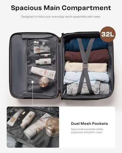 AUROTIER Rolling Laptop Bag for Men and Women, 16 Inch Computer Bag with Wheels Underseat Carry on Luggage, Laptop Briefcase Case for Work, Travel, College Teacher, Mobile Office Bag, Black Beige Brown - Image 3