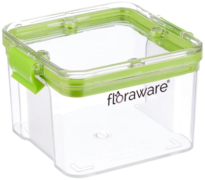Floraware Food Safe Modular Plastic Square Airtight Containers Stackable container Storage Jar with Lid Pack of 8 400ml Green - Image 4