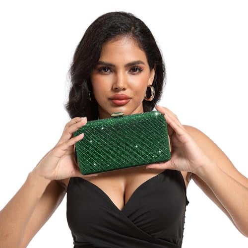 Boutique De FGG بوتيك دي إف جي جيreen كريستال حقائب سهرة للنساء حفلات رسمية صندوق كلتش زفاف حقائب يد برايدال كلتش محفظة, ميني - Image 3