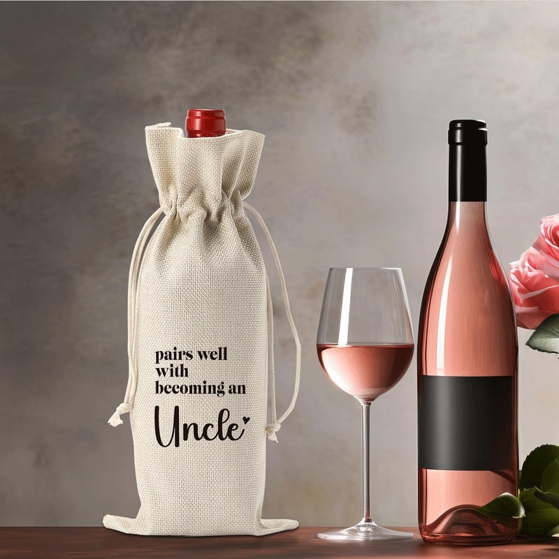 XFW Pregnancy Announcement Wine Bag Baby Announcements Reveal Gifts for First Time Uncle to Be Brother Pairs Well With Becoming an Uncle Wine Bag - Image 5