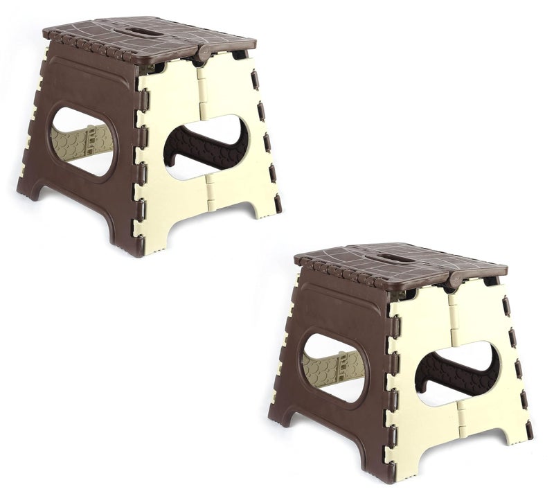 Hevea Plastic Durable Stool for Home & Garden (Brown Color) Set of 2 - Image 1