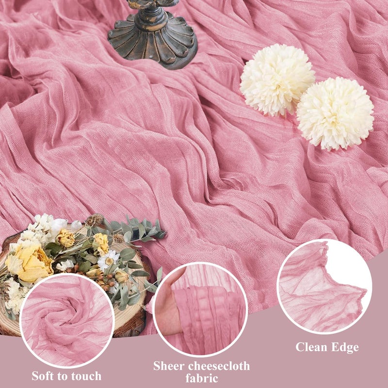 اسيم Asee'm 6pcs Table Table Runner Cheesecloth 10ft Pink Boho Gauze Fabric Rustic Chees Chees Runners for Wedder - Image 3