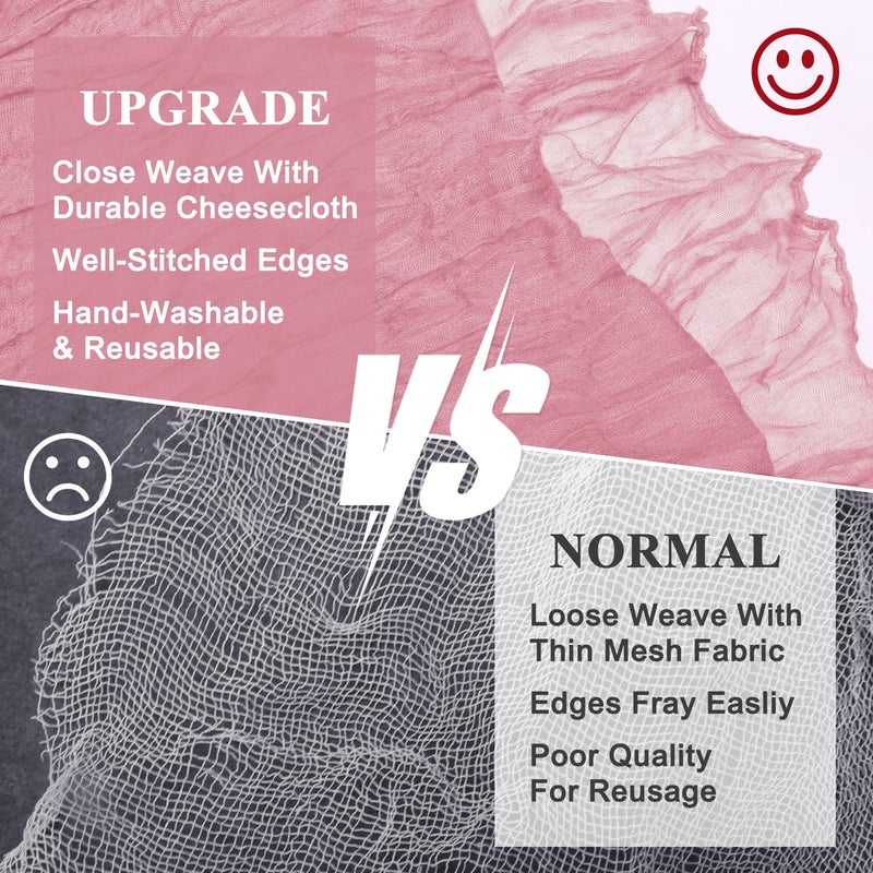 اسيم Asee'm 6pcs Table Table Runner Cheesecloth 10ft Pink Boho Gauze Fabric Rustic Chees Chees Runners for Wedder - Image 4