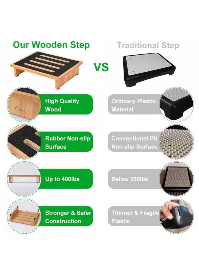 StrongTek One Step Stool for Adults with Non-Slip Rubber Stepping Surface, Portable Single Wooden Riser, 440 lb. Load Capacity for Kitchen, Bathroom, or Bedside, Kid and Senior Support - Image 5