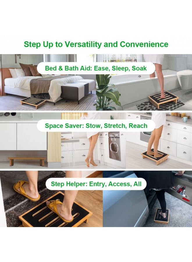 StrongTek One Step Stool for Adults with Non-Slip Rubber Stepping Surface, Portable Single Wooden Riser, 440 lb. Load Capacity for Kitchen, Bathroom, or Bedside, Kid and Senior Support - Image 2