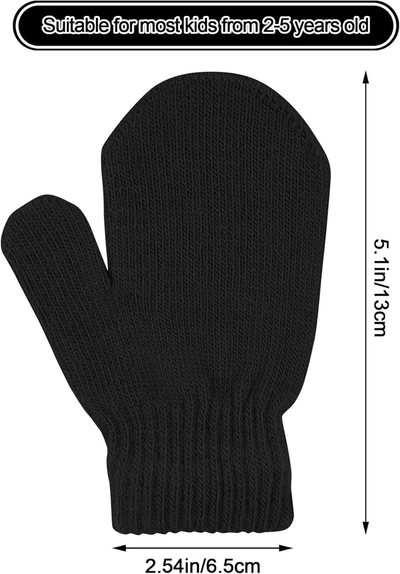 MENOLY 6 Pairs Toddler Magic Stretch Mittens Winter Warm Kids Knit Gloves for Little Girls Boys - Image 2