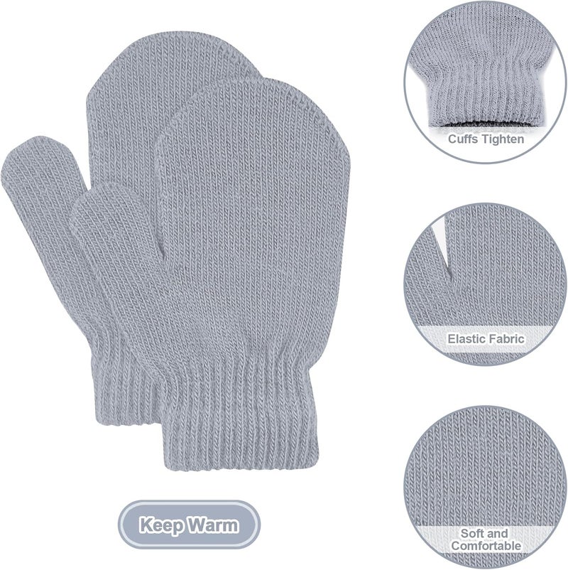 MENOLY 6 Pairs Toddler Magic Stretch Mittens Winter Warm Kids Knit Gloves for Little Girls Boys - Image 3