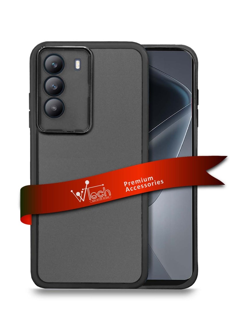 Wtech Infinix Hot 50 4G 2024 Soft Transparent TPU Silicone Ultra Thin Phone Stylish Electroplated Camera Border Back Case Cover - Black  - Image 1
