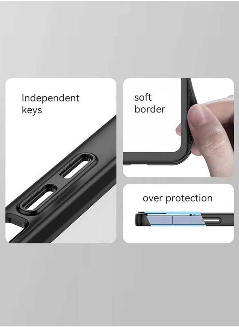 Wtech Infinix Hot 50 4G 2024 Soft Transparent TPU Silicone Ultra Thin Phone Stylish Electroplated Camera Border Back Case Cover - Black  - Image 5