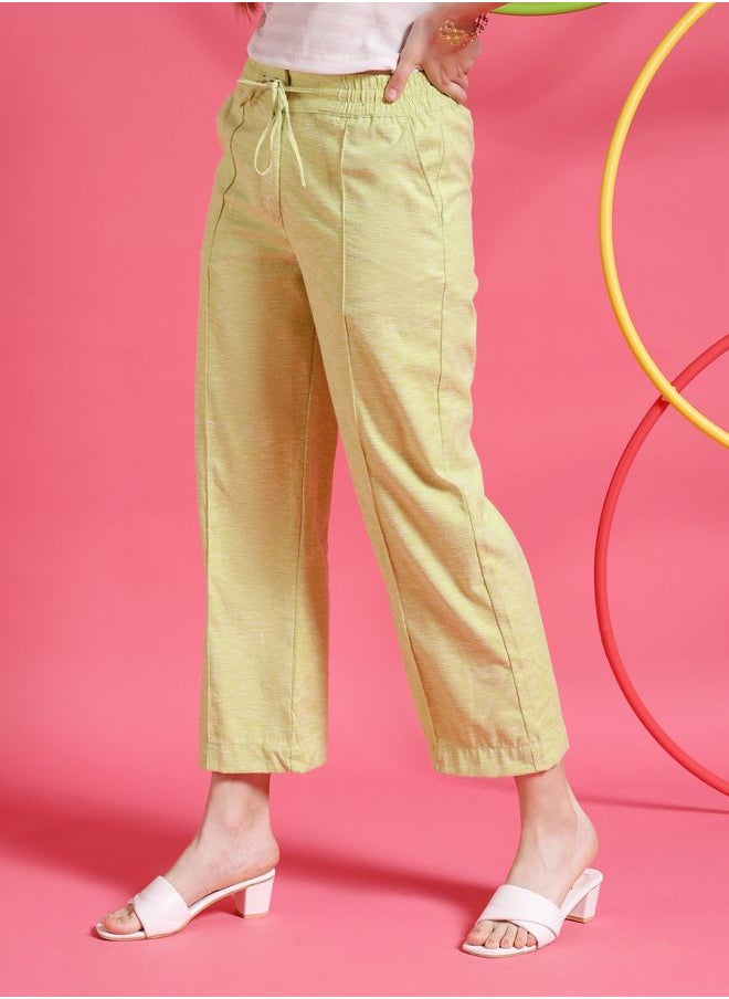 Freehand Women Straight Fit Solid Mid-Rise Elasticated Trousers  - Image 3