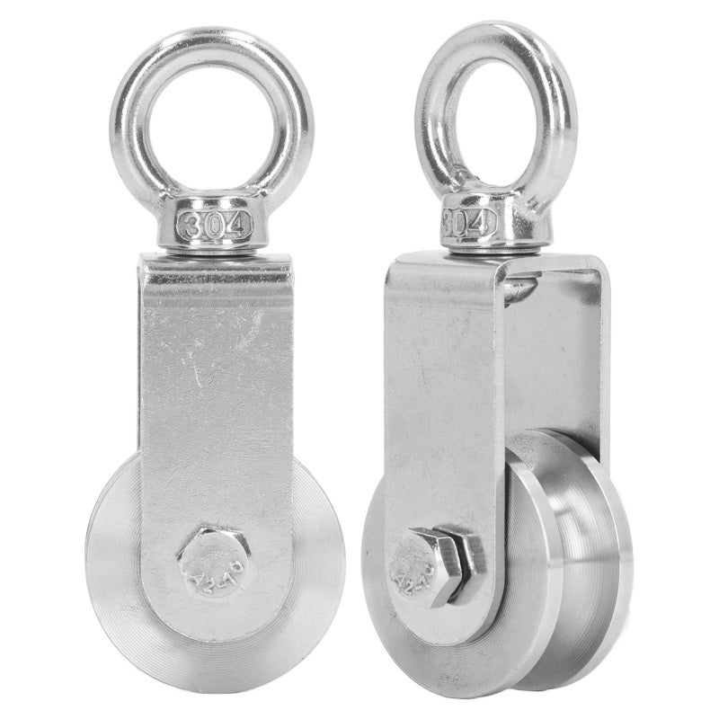 Cable Pulley Wheels 2Pcs 304 Stainless Steel - Silent Dual Bearings 100KG Load Capacity 360° Rotation Stainless Steel Pulley for Lifting Traction Fitness Material Handling Applications - Image 4