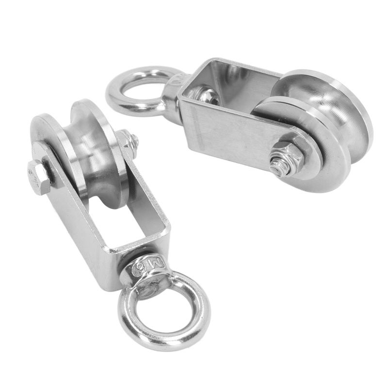 Cable Pulley Wheels 2Pcs 304 Stainless Steel - Silent Dual Bearings 100KG Load Capacity 360° Rotation Stainless Steel Pulley for Lifting Traction Fitness Material Handling Applications - Image 2