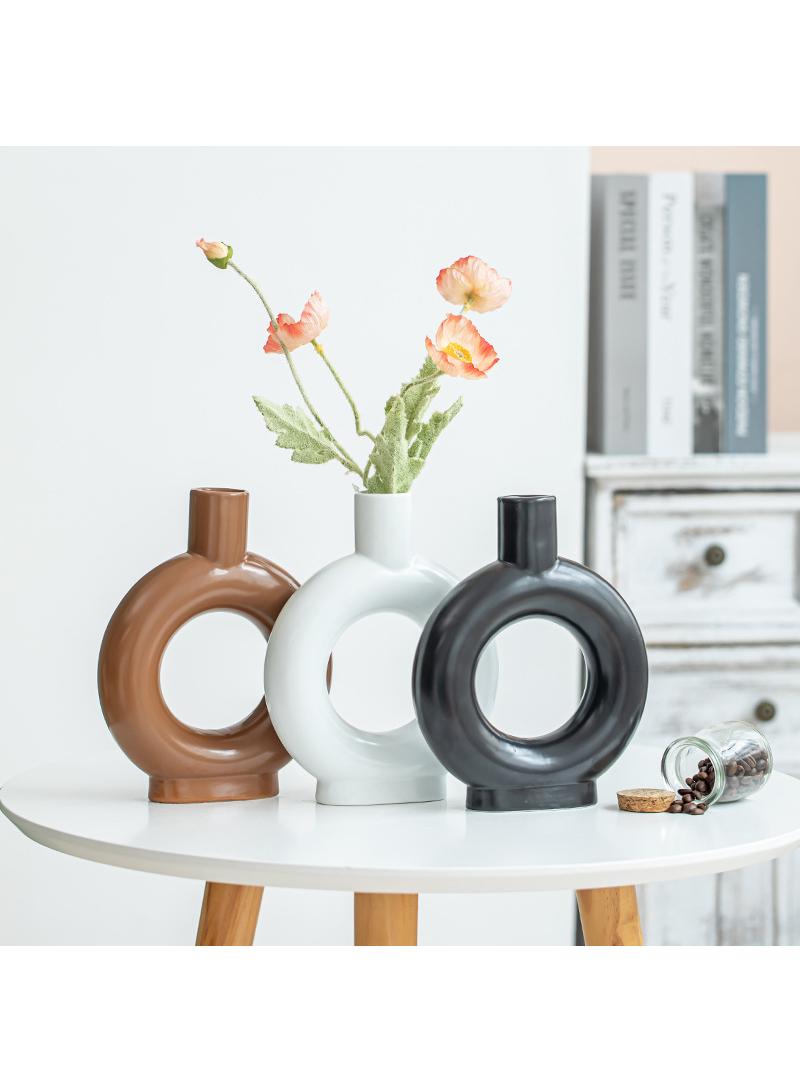 Y&D Creative Ceramic Hollow Nordic Plain Burned Vase - Image 3