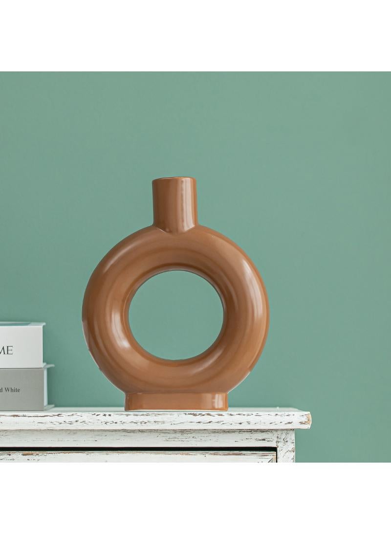 Y&D Creative Ceramic Hollow Nordic Plain Burned Vase - Image 2
