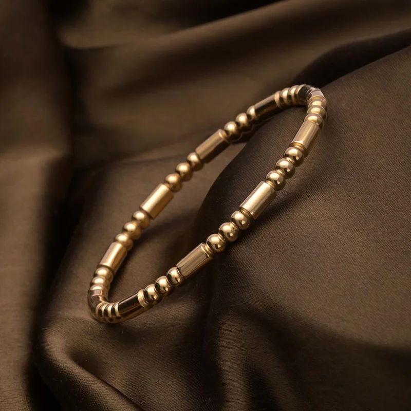 بالموناس PALMONAS Golden Stream Bangle Bracelet for Women | 18K Gold Plated, Waterproof & Anti-Tarnish