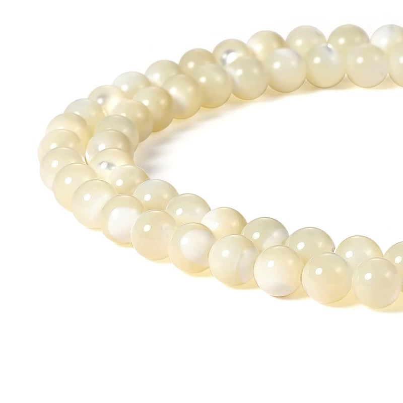 BEADNOVA 6mm Natural White Mother of Pearl Shell Beads Gemstone Round Loose Beads for Jewelry Making 6264pcs
