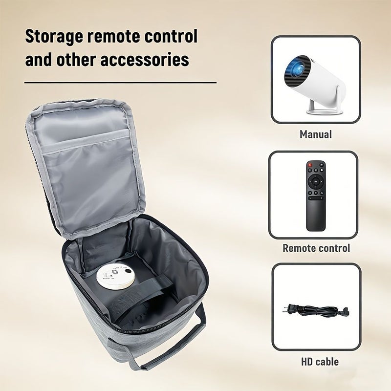 HY300 Pro Projector Storage Bag With Accessory Pockets Portable Case Compatible With Most Mini Projectors Includes Lens Cap - Image 2