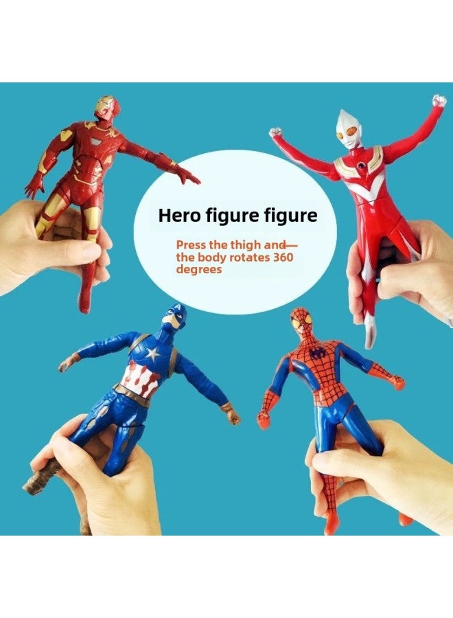 Rotating Ultraman Superman Toy TikTok Children's Pressing Superman Hand-made Model Iron Man Spider Doll Ornaments-Color:Rotating Blue Spiderman - Image 4