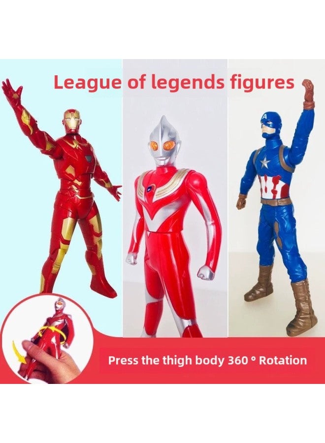 Rotating Ultraman Superman Toy TikTok Children's Pressing Superman Hand-made Model Iron Man Spider Doll Ornaments-Color:Rotating Blue Spiderman - Image 3