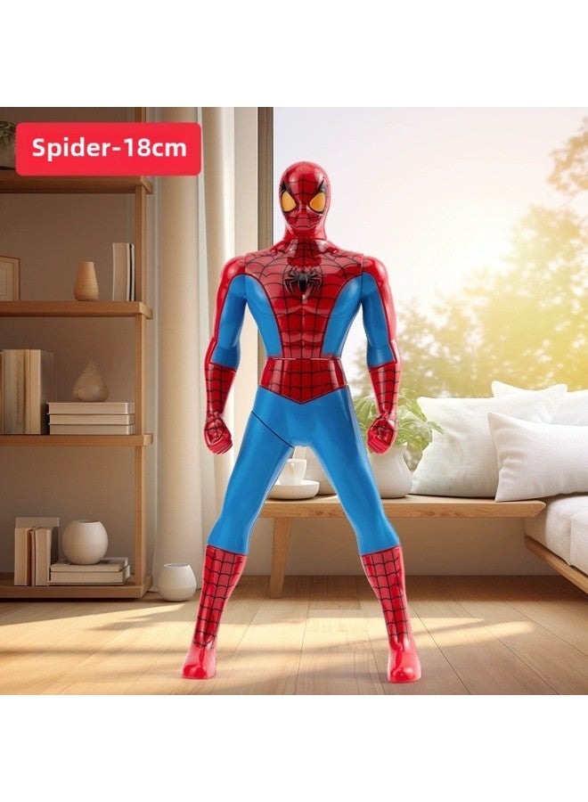 Rotating Ultraman Superman Toy TikTok Children's Pressing Superman Hand-made Model Iron Man Spider Doll Ornaments-Color:Rotating Blue Spiderman - Image 1