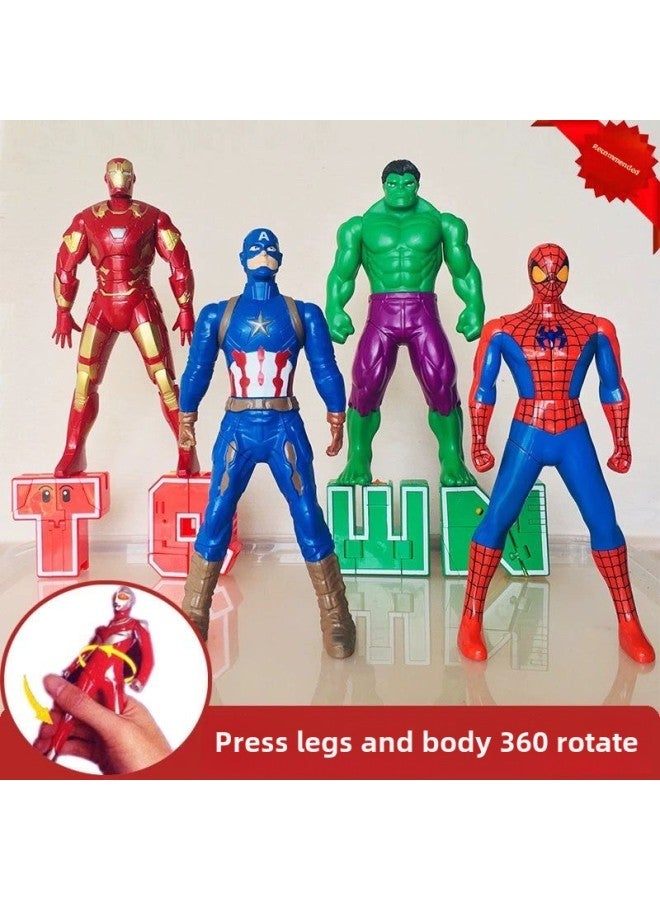 Rotating Ultraman Superman Toy TikTok Children's Pressing Superman Hand-made Model Iron Man Spider Doll Ornaments-Color:Rotating Blue Spiderman - Image 5