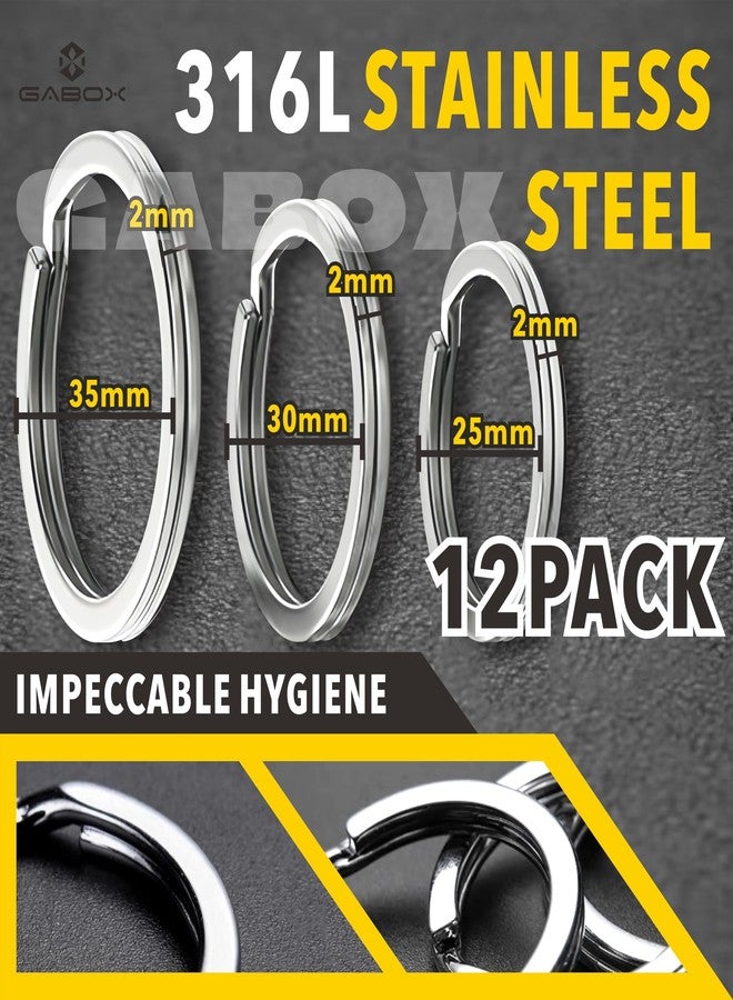 GABOX 12 Pcs Medical-Grade 316L Stainless Steel Key Rings, Ideal for Marine Enthusiasts Pet Accessories Dog Tag Home Car Keys DIY Craft Attachment (316LSS 25mm/30mm/35mm each 4pcs) - Image 4