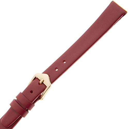 Gilden Ladies 10-14mm Classic Calfskin Fashion Color Flat Leather Watch Band F60-0510 (10mm, Standard, Dark Red, Gold-Tone Buckle) - Image 2