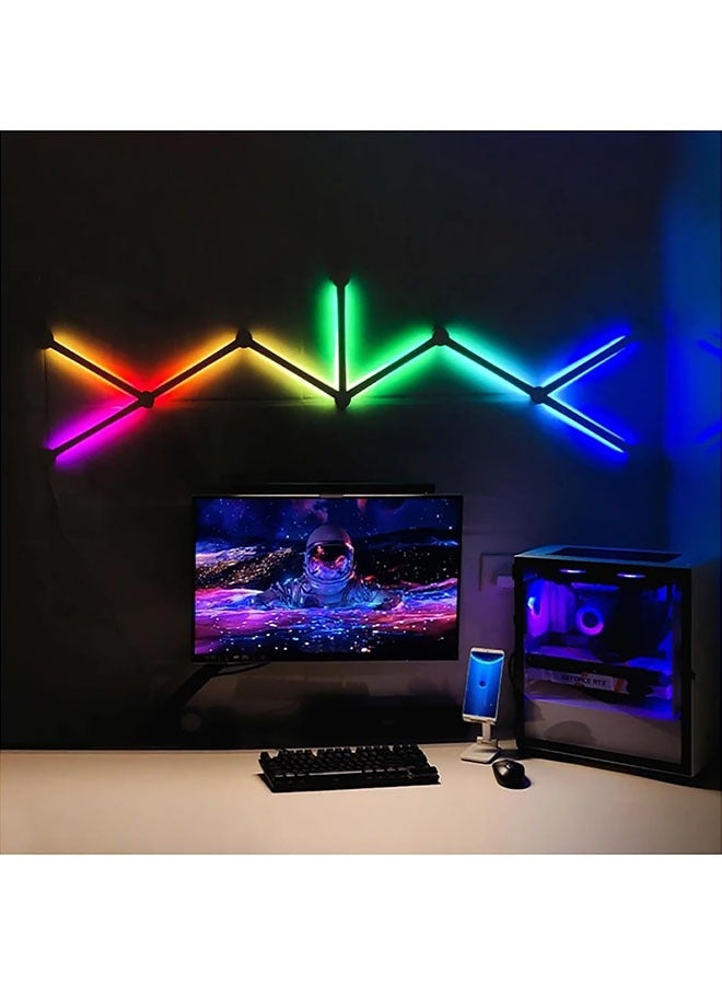 صحراء الواحة خطوط إضاءة ألعاب LED ذكية بتقنية Wi-Fi RGB، أشرطة إضاءة ديكورية إبداعية للحائط المنزلي مع أكثر من 16 مليون لون وأكثر من 40 وضع استشعار، إضاءة حائط LED لغرفة الألعاب، غرفة المعيشة، غرفة النوم، USB (9 قطع، أسود) - Image 1