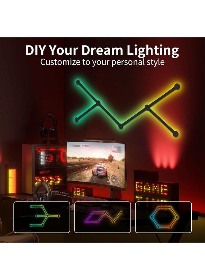 صحراء الواحة خطوط إضاءة ألعاب LED ذكية بتقنية Wi-Fi RGB، أشرطة إضاءة ديكورية إبداعية للحائط المنزلي مع أكثر من 16 مليون لون وأكثر من 40 وضع استشعار، إضاءة حائط LED لغرفة الألعاب، غرفة المعيشة، غرفة النوم، USB (9 قطع، أسود) - Image 3