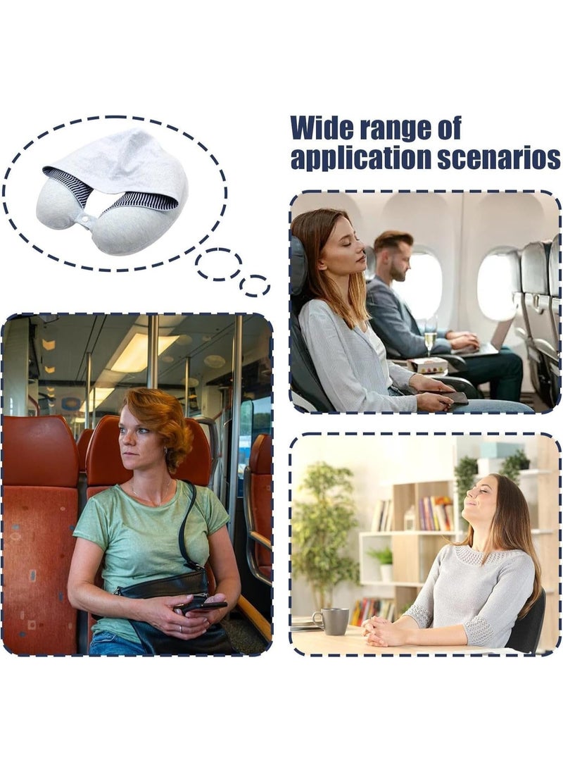 TYCOM Travel Pillows Neck Pillow for Travel U Shape Neck Support Comfortable and Breathable Cover Airplane Travel Kit with Eye Masks Earplugs and Luxury Bag Light Blue  - Image 3
