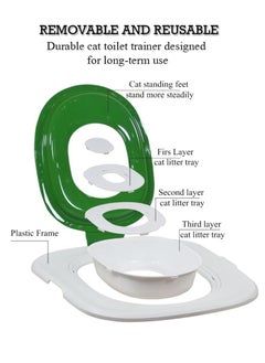 NNC PETS Cat toilet training kit for indoor cats, Reusable & washable urinal seat for easy potty training, Guide cats to go to the toilet independently, Durable ABS Plastic, Easy to clean 40 cm (Green)  - Image 3