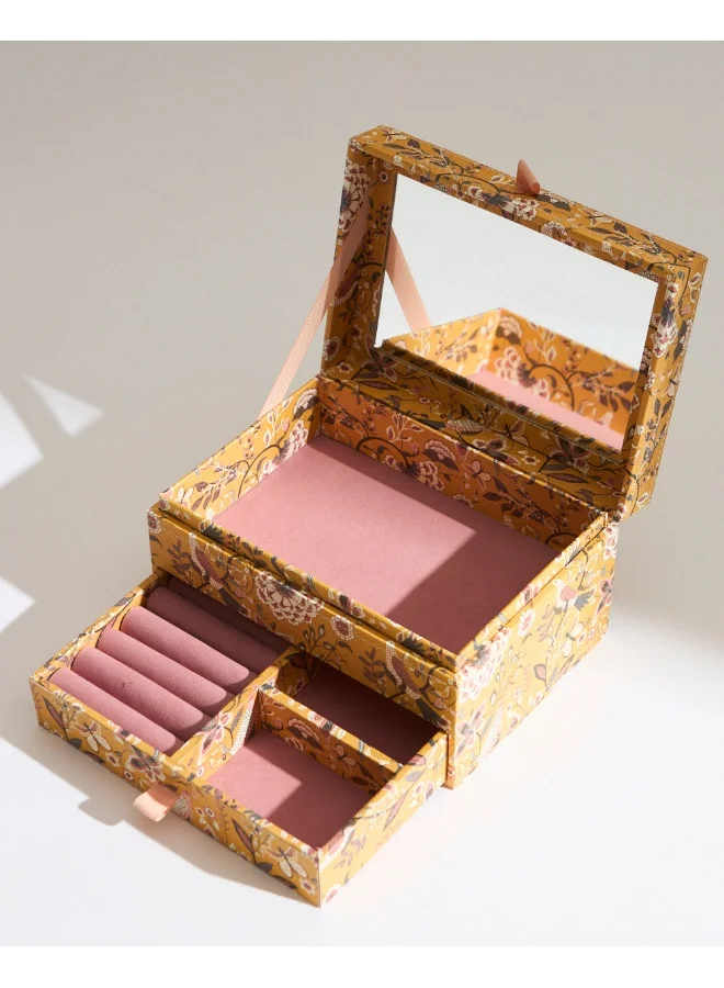 Chumbak Jewellery Organiser | Bahaar Collection | Mustard Storage box