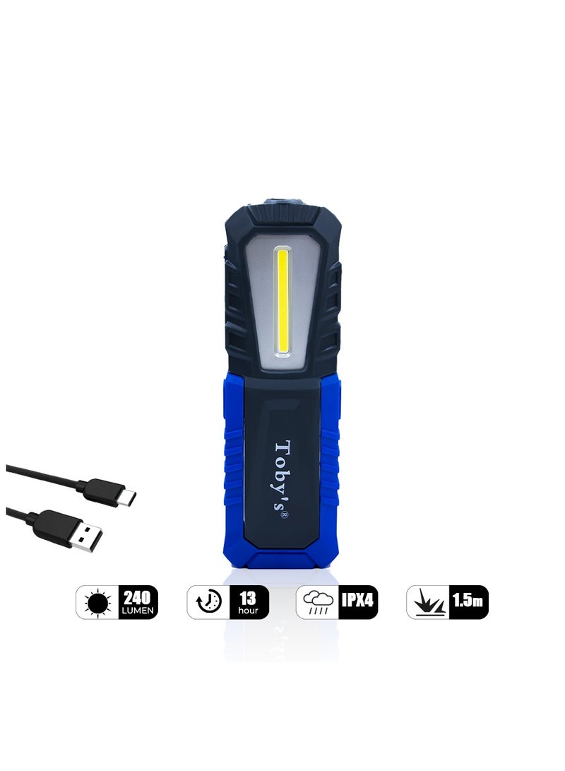 توبيز أضواء فحص مصباح ورشة عمل COB LED الجديدة من توبي مع خطاف وحامل مغناطيسي مصباح تخييم LED مزدوج الطاقة للتخييم في ورشة إصلاح السيارات (T19) - Image 2