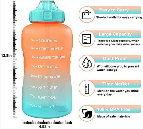 Boriva Sports Water Bottles with Time Marker Straw Unbreakable Shaker with Portable Wide MouthTravel Bottle with You Drink Enough Water Daily for Gym 2 Liter 1 Piece Multicolor Plastic - Image 2