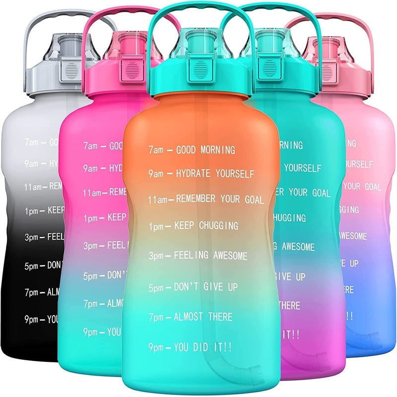 Boriva Sports Water Bottles with Time Marker Straw Unbreakable Shaker with Portable Wide MouthTravel Bottle with You Drink Enough Water Daily for Gym 2 Liter 1 Piece Multicolor Plastic - Image 1