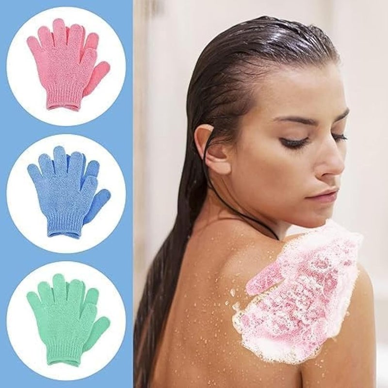 Exfoliating Gloves - Bamboo Exfoliating Gloves for Shower - Shower Loofah - Body Scrub for Bathroom - Removes Ingrown Hair and Dead Skin - Multicolor - Image 2