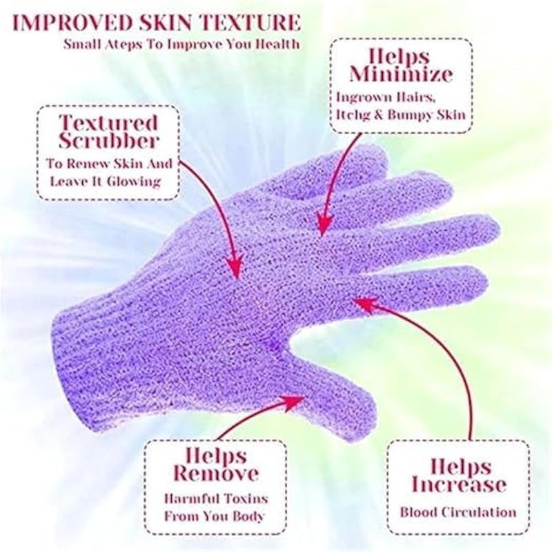 Exfoliating Gloves - Bamboo Exfoliating Gloves for Shower - Shower Loofah - Body Scrub for Bathroom - Removes Ingrown Hair and Dead Skin - Multicolor - Image 5
