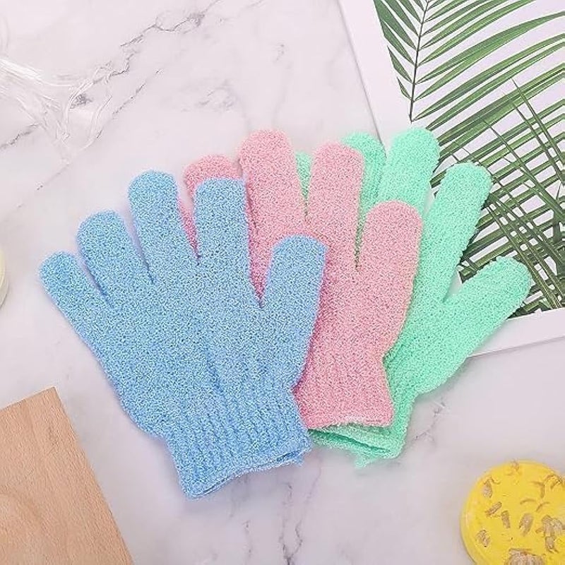 Exfoliating Gloves - Bamboo Exfoliating Gloves for Shower - Shower Loofah - Body Scrub for Bathroom - Removes Ingrown Hair and Dead Skin - Multicolor - Image 1