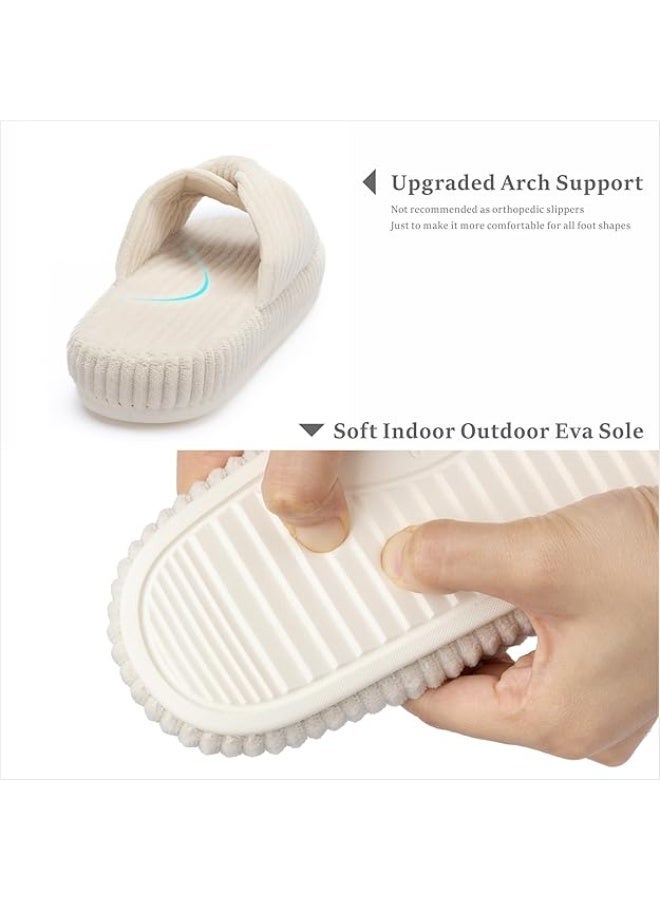 Chantomoo Slippers for Women Memory Foam House Bedroom Corduroy Bow Crossbands Slide Slipper Shoes Comfy Trendy Gift Slippers - Image 5