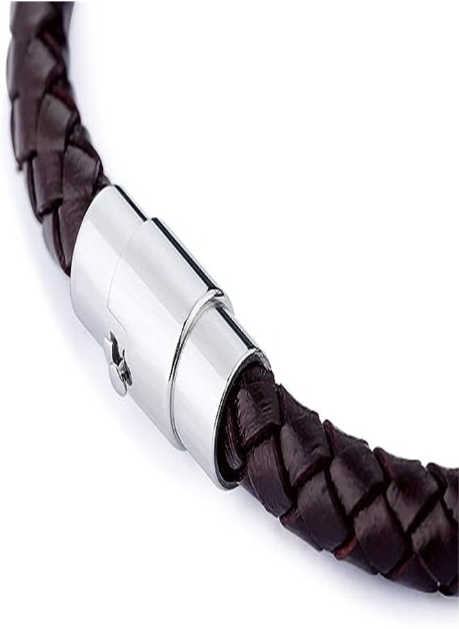 Goolsky - Goolsky  2PCS Stainless Steel Braided Leather Bracelet for Men Women Wrist Cuff Bracelet 7.5-8.5 inches - Image 1