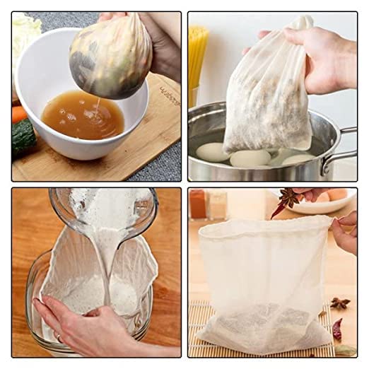 SONU COMMERICAL Muslin Cheese Cloth Bag For Kitchen, Unbleached Reusable Cotton Bags For Straining Juice As Strainer,Masala Potli, Spice Bag,Paneer,Curd,Cheese, Sprouting Beans-10X12Inches 3 Pcs,Beige - Image 2