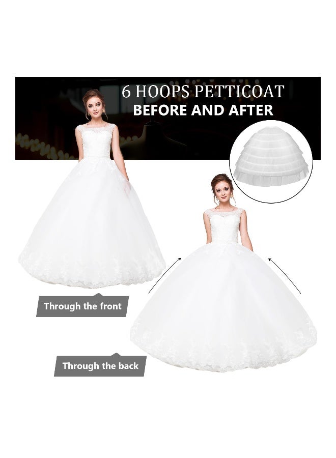 Long White Wedding Petticoats for Women, A-line 6 Hoop Tulle Underskirt Super Puffy, Adjustable Slip Crinoline for Bridal Dress Ceremony Prom Party Bridesmaid, Skirt Length 110cm - Image 5